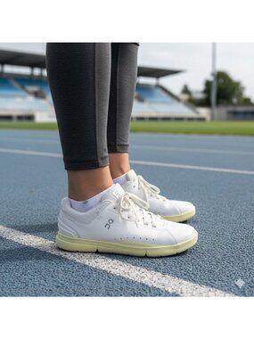 On Cloud THE ROGER Advantage Womens Tennis Sneakers Shoes White Hay Yellow 9.5